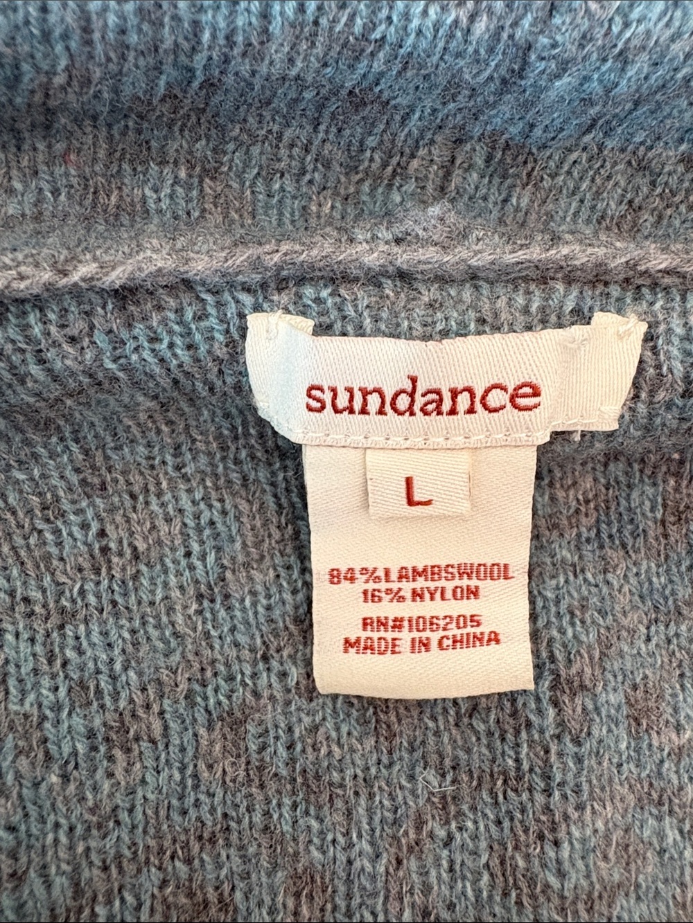 Sundance Fair Isle Open Front Cardigan in Blue Grey Lambswool Blend Size L - Picture 2 of 9